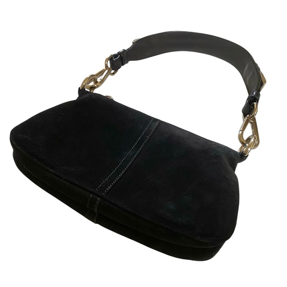 AUTHENTIC PRADA BLACK SUEDE SCAMOSCIATO SHOULDER BAG - Picture 5 of 14